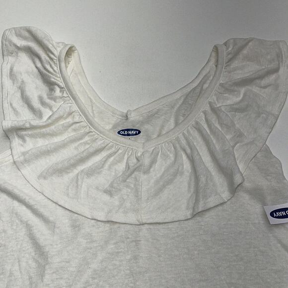 OLD NAVY Women’s Small White Linen Collared Tank Top - Picture 2 of 2